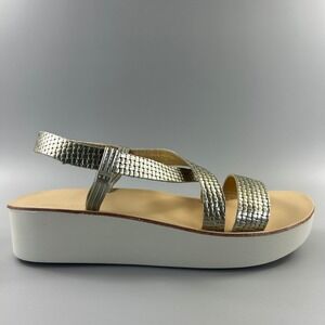 Olukai Onohi Strappy Women Size 9 Gold White Leather Platform Sandals NEW